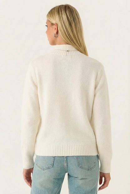 Sweat en Maille à Col Montant – Motif Animalier Brodé